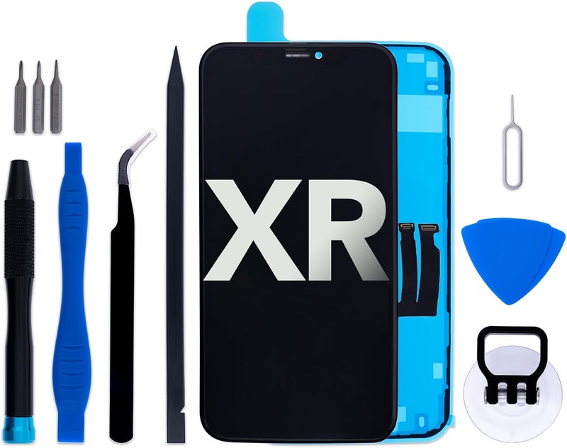 iGloFix طقم استبدال شاشة آيفون XR، شاشة 6.1" مع تجميع LCD بتقنية اللمس ثلاثي الأبعاد مع أدوات الإصلاح ولصق الإطار، 625 نيت (نموذج A2105/A1984/A2108/A2106/A2107) - Image 1